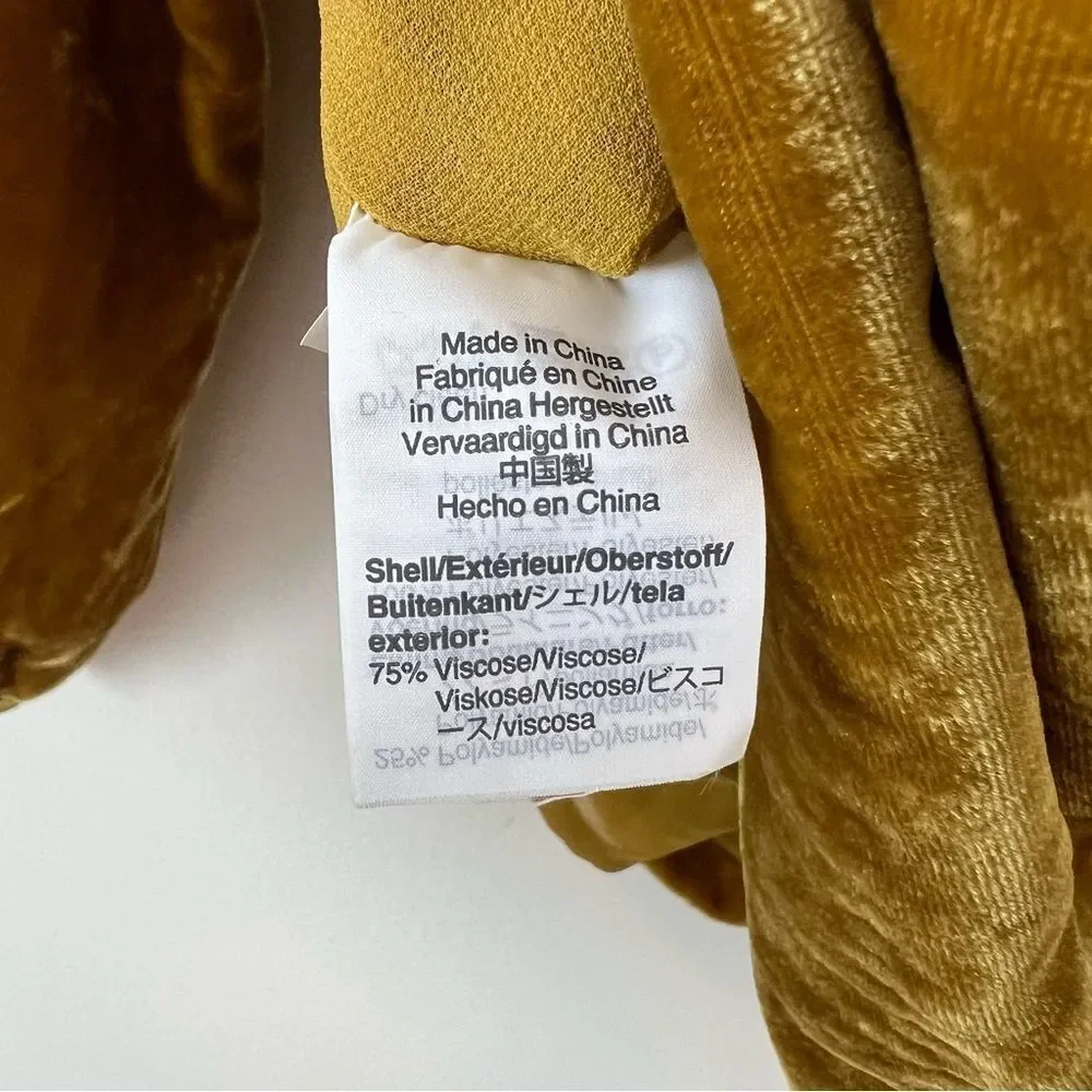 J. Crew Faux Wrap Velvet Long Sleeve Blouse Size 2 in Mustard Yellow